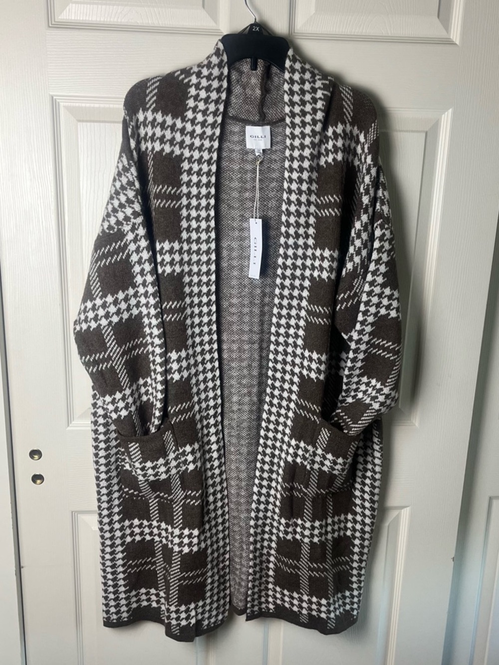 Gilli Brown & Ivory Patterned Open Cardigan